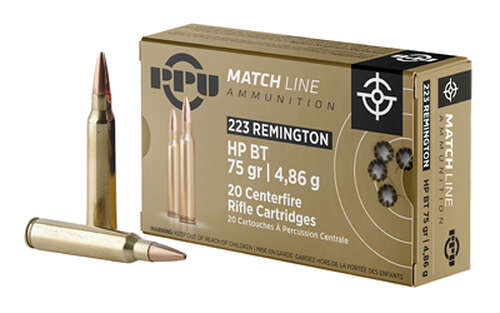 Ammunition Prvi Partizan Match 223Rem 3PU .223 REM MATCH 75GR HPBT 20/1000 • Model: Match